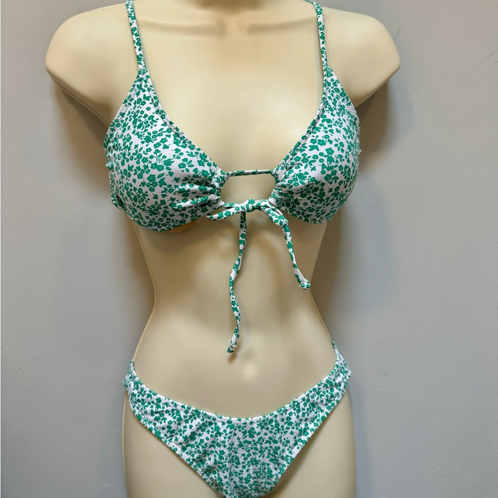 Green floral bikini, size S